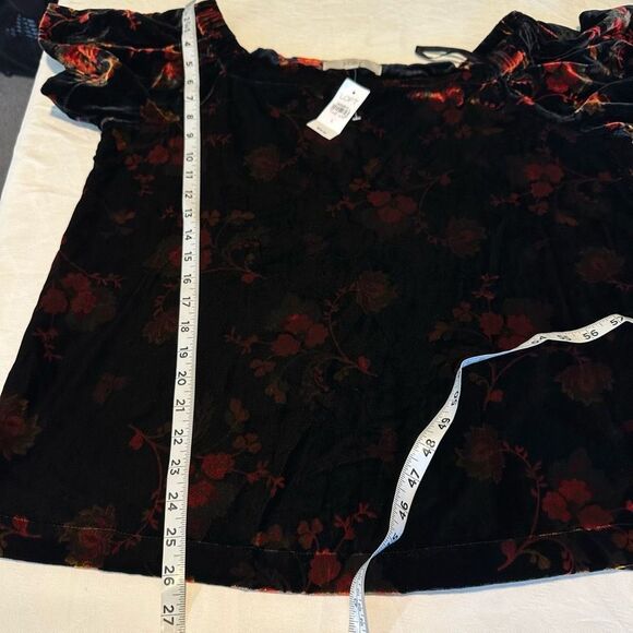 Loft Womens Black Floral Velvet Off the Shoulder Top Large NWT Fairy Grunge Chic - Picture 8 of 10